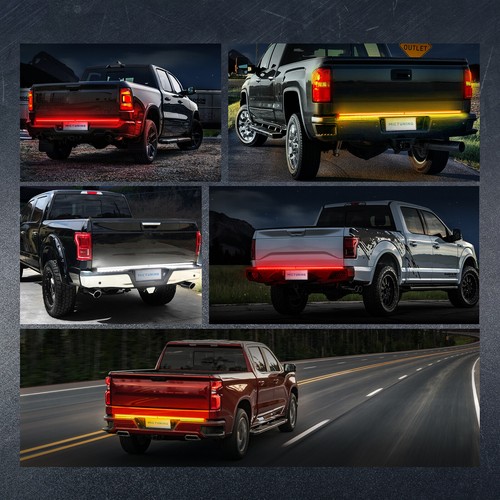 MICTUNING 60" Tailgate Light Bar 3 Rows Light LED Strip For Truck Car Trailer RV - Picture 7 of 24