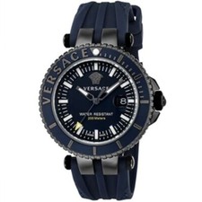 Versace V-Race VAK020016 Quartz Blue Dial Rubber Strap Men's Watch New