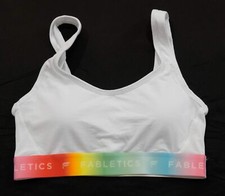 Fabletics Women's Removable Pad 24/7 Pride Lounge Bralette MP7 White Medium NWT