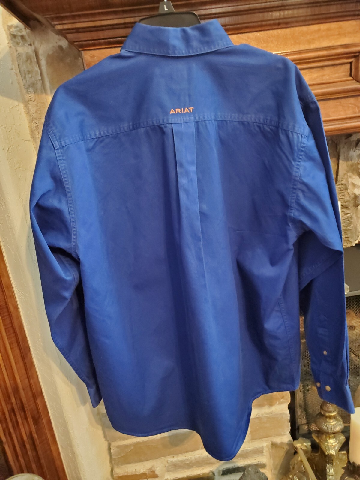 Ariat Western Style Royal Blue Button Down Twill Dress Shirt Men's Size