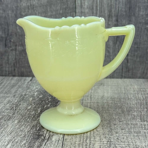 McKee Jadeite Green Uranium Glass Laurel Creamer ONLY Tall Footed Vintage 1930s