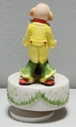Spieluhr ""Schicken Sie die Clowns"" ~ Keramik rotierender Clown mit Tauben ~ 7,5" Japan - Bild 3 von 10