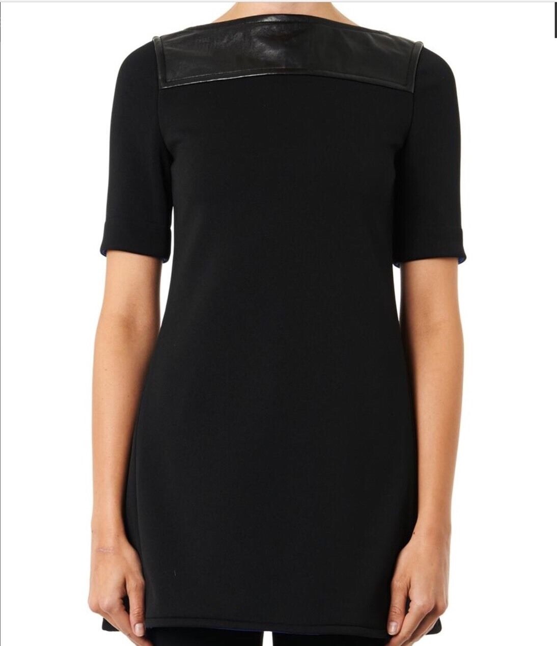 NEW ATTO Sexy Black & Blue Leather Accented Open Back Dress (Size 38/6) - $1,395