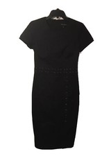 NWT Banana Republic Womens 2 Short Sleeve Black Dress Cotton Blend Straight