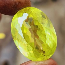 31 Ct Oval Shape Apple Green Zircon Certified Loose Cambodian Gemstone Jewelry