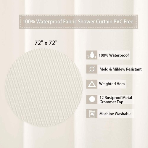 Hotel Quality 100% Waterproof Fabric Shower Curtain Liner with Magnets for Ba... - Picture 2 of 7