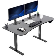 VIVO Electric 63" x 32" Stand Up Desk Workstation, Black Table Top, Black Frame
