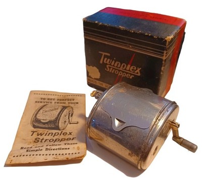Vtg  Stropper Twinplex Mechanical Razor Sharpener Model G 200P Org Box & Inst
