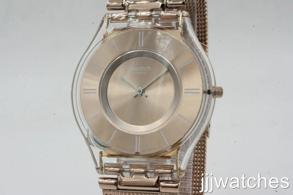 New Swatch Skin Women Hello Darking Rose Gold Mesh Watch 35mm SFP115M $145 - image 2 of 4