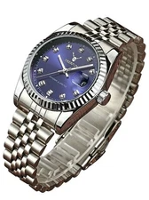 Mens Fashion Luxury Stainless Steel Calendar Rhinestone Impermeable Sports Mu