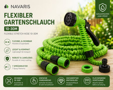 Navaris Flexibler Gartenschlauch 10-30m dehnbar Wasserschlauch Bew&auml;sserung B1