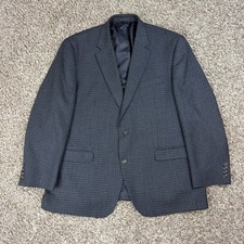 Chaps Ralph Lauren Houndstooth Sport Coat Mens 48R 100 Wool Gray Jacket Blazer