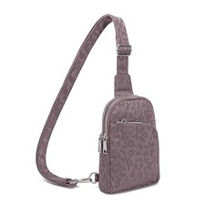 Nylon Crossbody Sling Bags for Women Small Cross Body Fanny Pack Grey Leopard