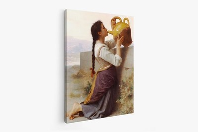 Adolphe Bouguereau, Thirst,1886,vintage         Canvas Wall Art Picture Print