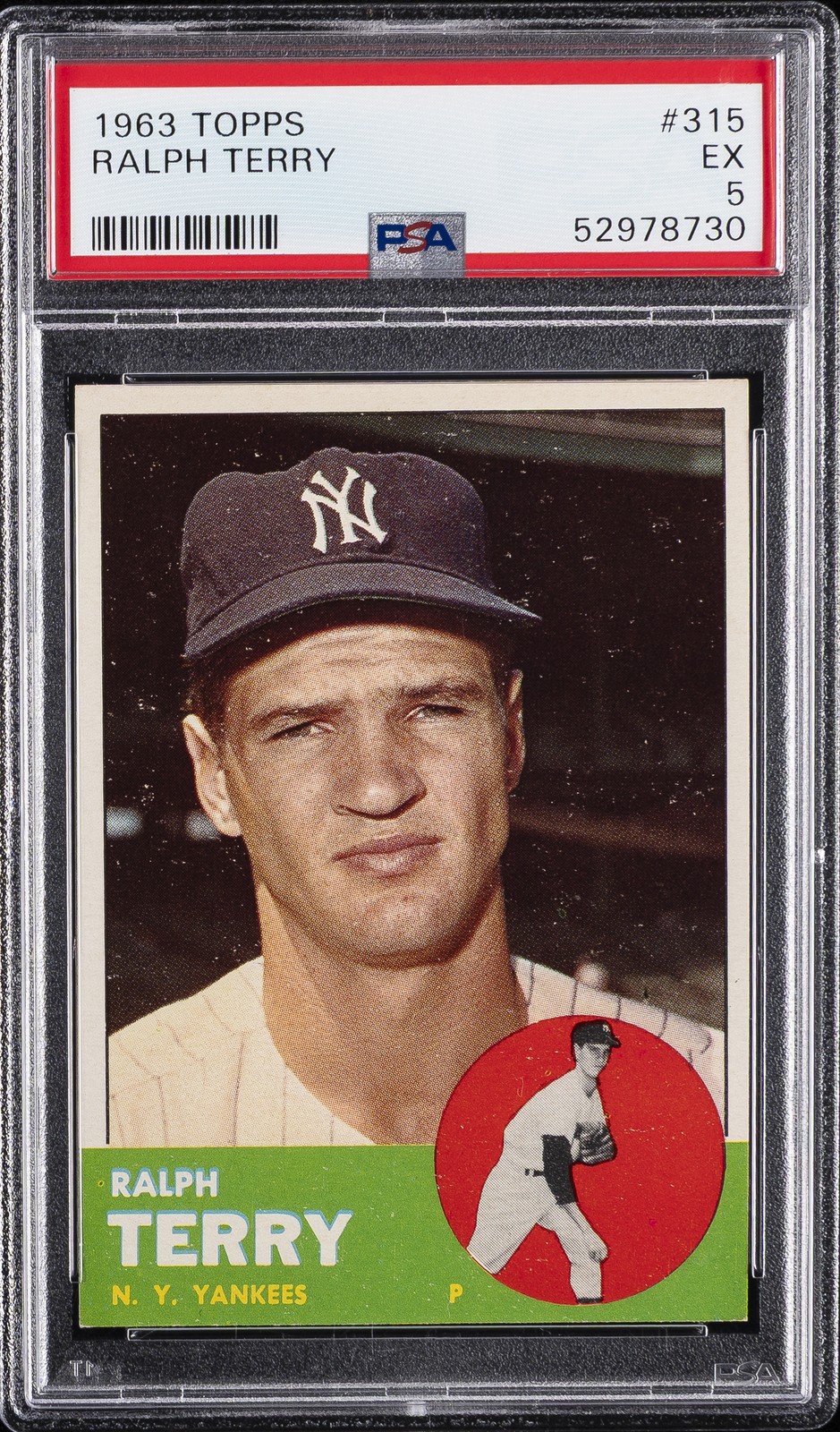 1963 TOPPS #315 RALPH TERRY PSA 5