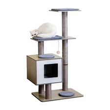 46 Inch Cat Tree Tower Activity Center Large Playing House Condo For Rest&Sleep
