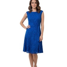 Tahari Arthur S Levine Royal Blue Lace Fit & Flare Cocktail Dress Women's 16W