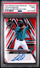 2024 LEAF PRESS PASS PREMIUM BASE AUTO LAZARO MONTES RED REFLECTOR #/10 PSA 9