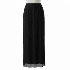 Dana Buchman 100 Silk Beaded Black Evening Cocktail Party Formal Midi Skirt 8