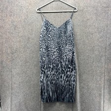Elie Tahari Dress Womens 4 Gray Animal Print V Neck Slip Spaghetti Strap Party