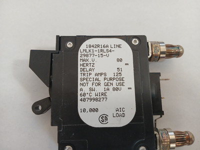 AIRPAX LMLK1-1RLS4-29877-15-V 100A DC Bullet Circuit Breaker (407998277)