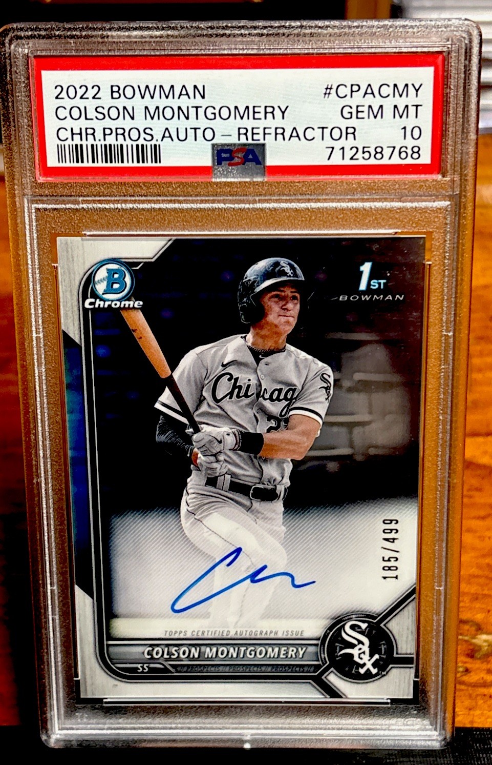 Colson Montgomery 2022 Bowman Chrome 1st Refractor Auto /499 PSA 10 White Sox