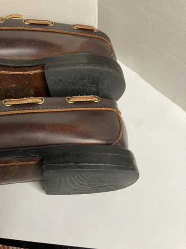 Rancourt Leather Upper & Soles, Boat Shoes Brown Size 9D VGC Made In USA - Picture 5 of 8
