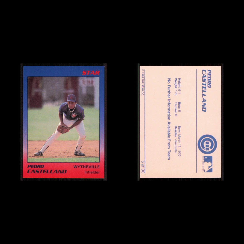 Pedro Castellano #5 1989 Star Wytheville Cubs Baseball Card MLB NM - Image 3 of 3