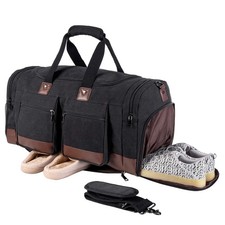 Canvas Duffel Bag Shoe Compartment Travel Gym Overnight Weekender Carry On Smart