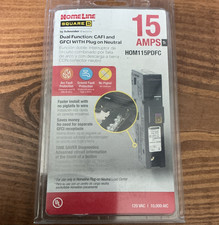 Square D Homeline HOM115PDFC 15A Dual Function Plug-On Circuit Breaker