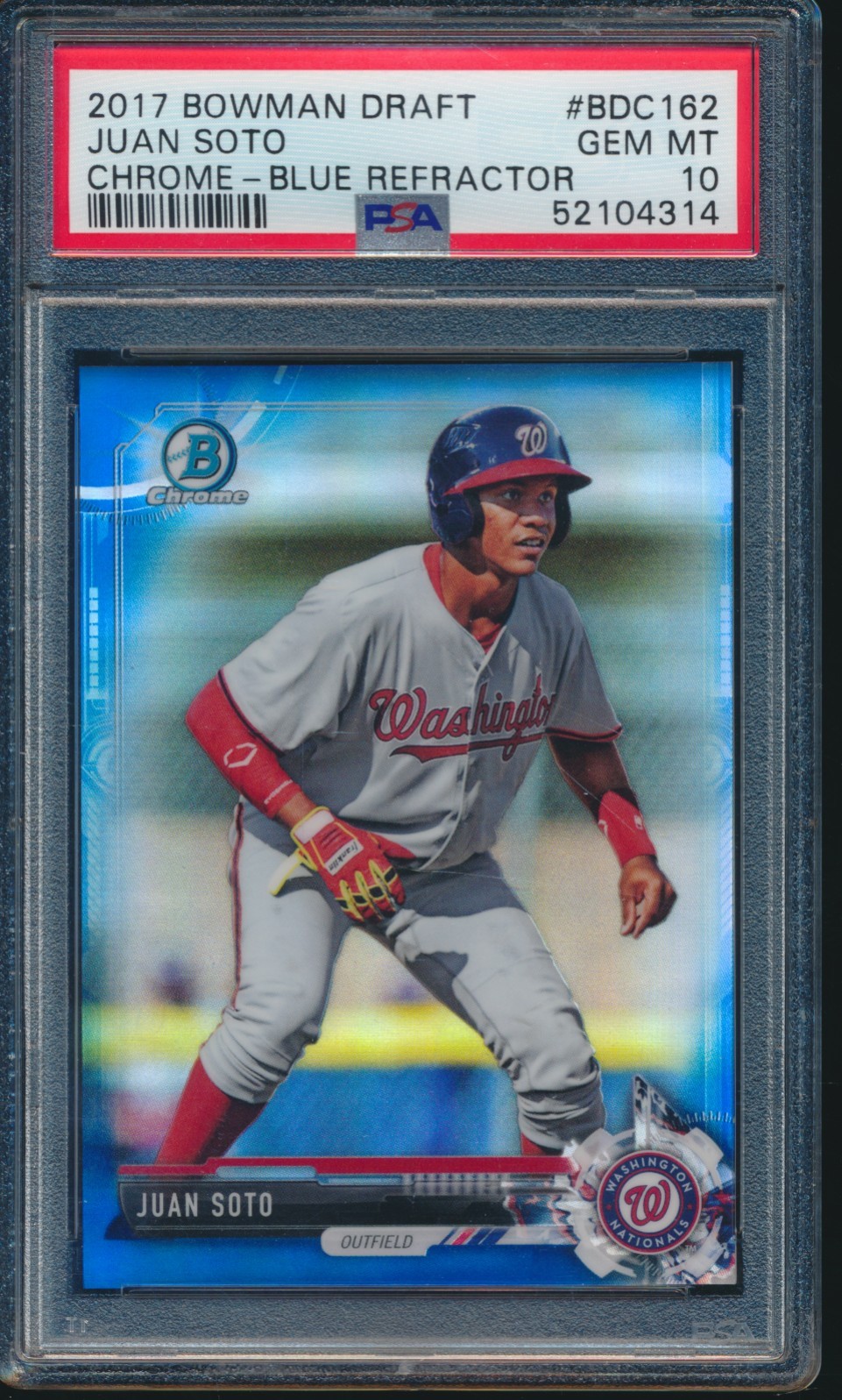PSA 10 JUAN SOTO 2017 Bowman Chrome Draft Blue Refractor /150 Rookie RC GEM MINT