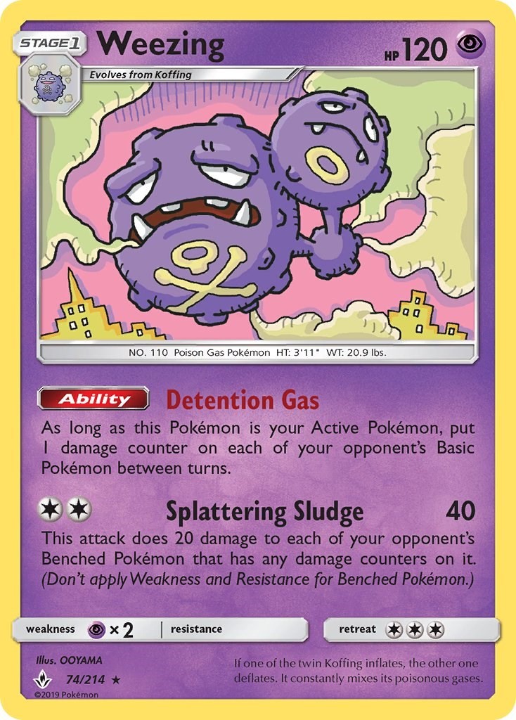 Weezing (74/214) Rare NM SM10 SM - Unbroken Bonds Pokemon TCG