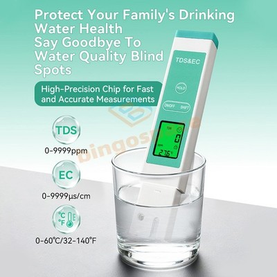 Multifunctional Water Quality Tester Smart Backlit LCD 3-in-1 Temperature/EC/TDS
