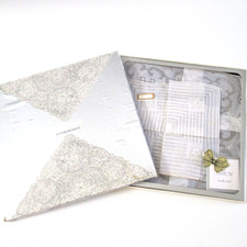Vintage Swatow Handkerchief Set Drawn Work Pulled Thread Lace NOS In Box L151