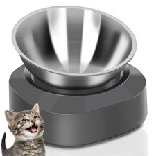 Raised Cat Food Bowl, Stainless Steel Cat Dish for Food Water Anti Vomiting E...