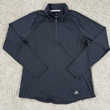 Adidas Golf Womens Long Sleeve 1/4 Zip Pullover Black Sz L Athletic Top Active