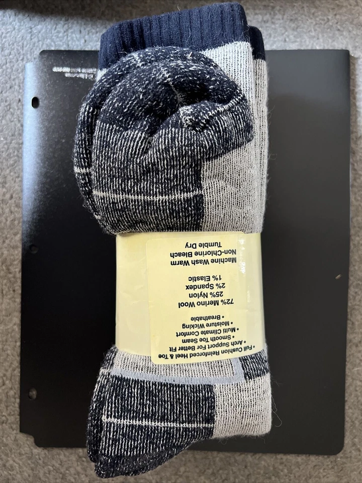 72% Merino Wool Men's MADE IN THE USA WARM HD Thick Hiking Socks 6 Pair Sz 10-13 - Image 4 of 4