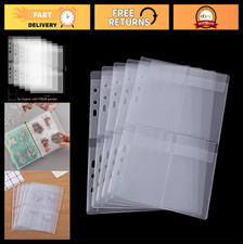 10 A5 6-Hole Binder Pocket Inserts - Waterproof PVC Clear Storage Bags for Craft