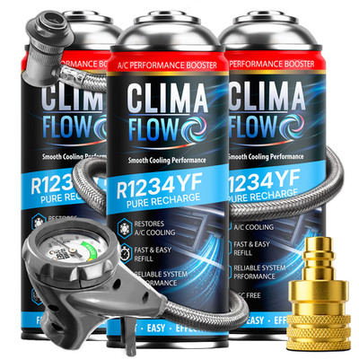 Clima Flow 3x R1234yf Ersatzgas Klimaanlage Set Klima Premium Schlauch Adapter