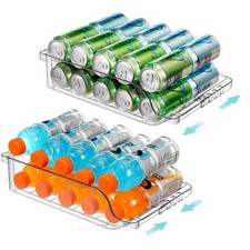2 Packs Clear Width Adjustable Soda Can Organizer for Refrigerator Expandable