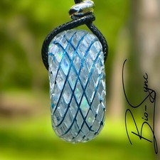 Golden Ratio Torus Vortex Energy Pendant  Blue Aura Quartz  Ethiopian Fire Opal