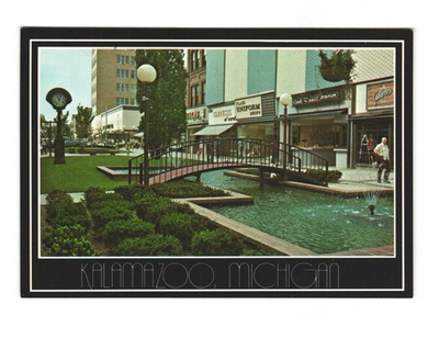#ad Kalamazoo MI Beautiful Downtown mall vintage postcard unposted $5.95