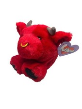 Vintage 1994 Swibco Puffkins Plush Stuffed Animal Red Bull Bruno with Tag