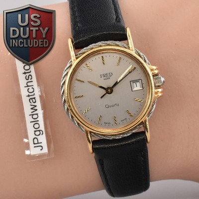 ''OH'' BOX ''N MINT'' FRED Gold Silver vintage watch Swiss Made Two-Tone Date Quartz