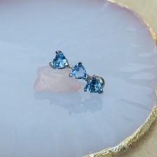 16g Light Blue Triple hearts Reverse Top Down Dangle Belly Button Navel Ring
