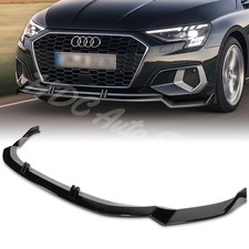 For 2022-2024 Audi A3 Sedan Stp-style Painted Black Front Bumper Spoiler Lip