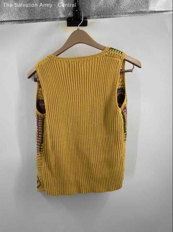 Aware Womens Yellow Patchwork Knitted Button Fron… - image 2