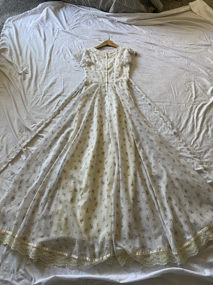 Vestido de novia de colección años 70 Gunne Sax de Jessica floral de encaje talla 5 Cottagecore Foto 2 de 4