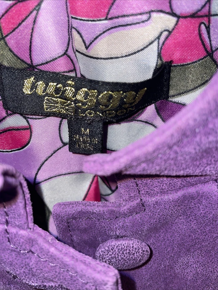 Twiggy Women’s Dressy Jacket Size Medium Purple Leather Going Out Party Fashion  - Image 2 of 4