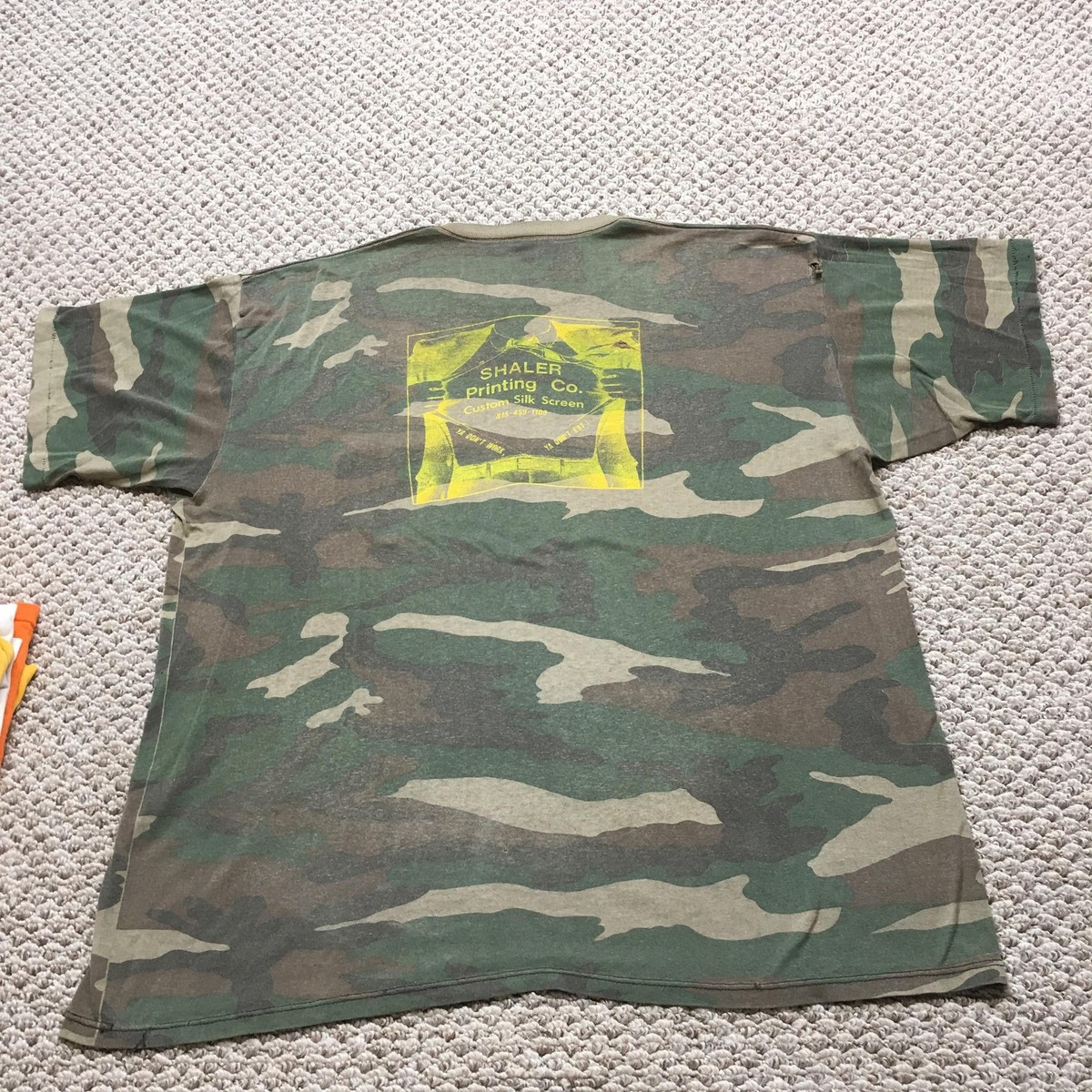 VIntage 80s Camo T-Shirt Mens XL Green Pocket Screen Printing Design Logo Cool View 3